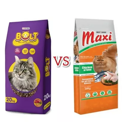 makanan kucing bolt vs maxi