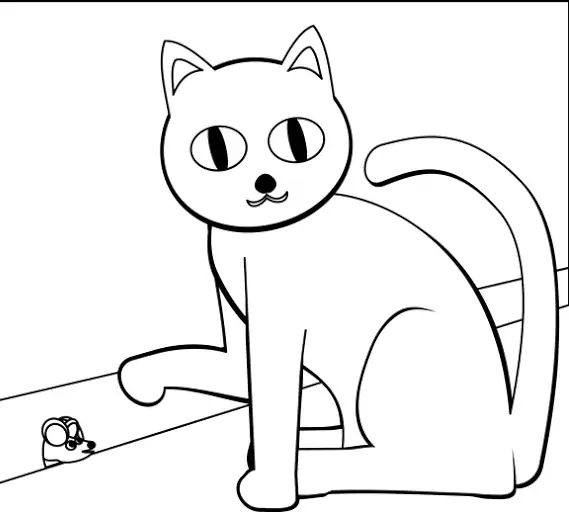 gambar kucing dan tikus hitam putih